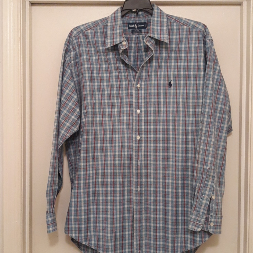 Ralph Lauren Blue and Red Plaid Dress Shirt